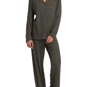 SKIMS Brown Long Sleeve Button Pajama Jumpsuit